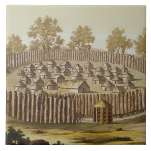 dorp van een inheemse stam in Florida, graf Tegeltje (Voorkant)