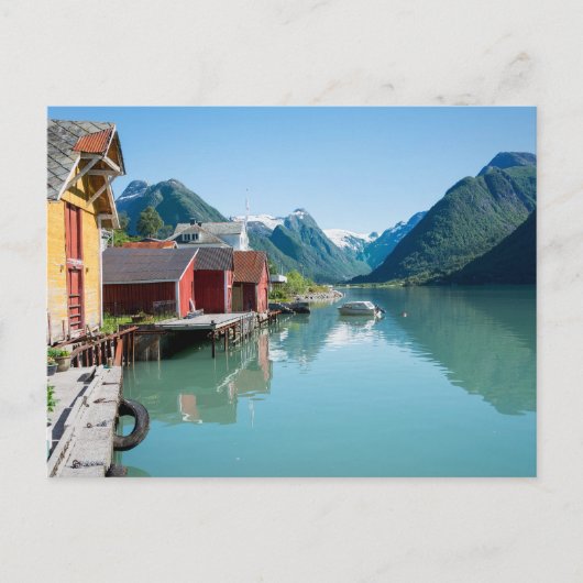 Dorp van Fjærland en een fjord in het briefkaart N (Voorkant)