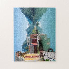 Dorp van Fjærland en een fjord in Noorwegen Legpuzzel