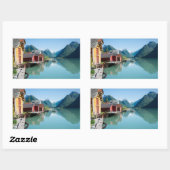 Dorp van Fjærland en een fjord rechthoek sticker (Vel)