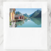 Dorp van Fjærland en een fjord rechthoek sticker (Tas)