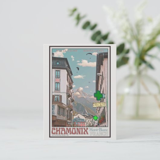 Dorp van (witte) Chamonix Briefkaart (Staand voorkant)