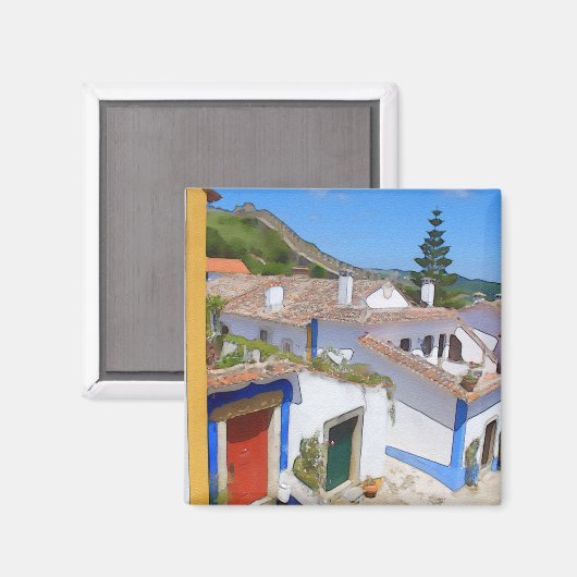 dorp waterverf magneet (Voorkant / Achterkant)