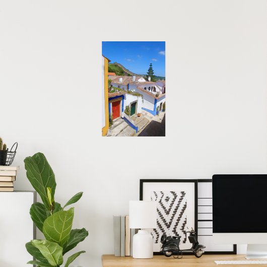 dorp waterverf poster (Thuiskantoor)