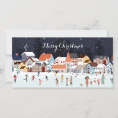 Dorp Winter Kerst Scène met Foto (Voorkant)