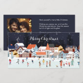 Dorp Winter Kerst Scène met Foto (Voorkant / Achterkant)