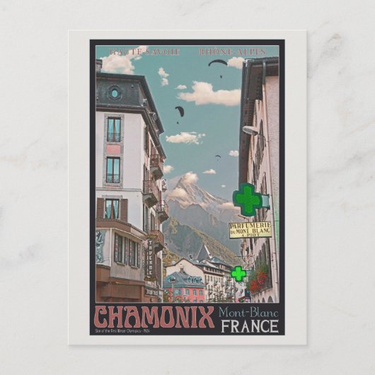 Dorpdorp Chamonix (zwart) Briefkaart (Voorkant)