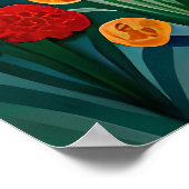 Dorpschildering op strandklif versierde bloemen poster (Hoek)