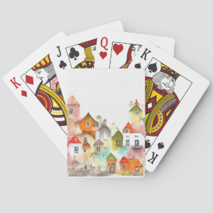 Dorpshuis Landschap landschap Natuur Waterverf Pokerkaarten