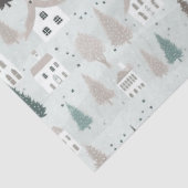 Dorpshuizen Bomen Vogels Kerstmis Tissuepapier (Detail)