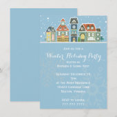 Dorpshuizen Winter Sneeuw Scene Vakantie Party Kaart (Voorkant / Achterkant)