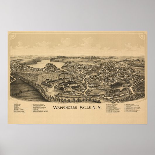 Dorpskaart van Wappingers Falls Poster (Voorkant)
