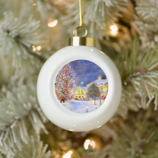 Dorpskern in de winter keramische bal ornament (Boom)