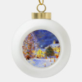 Dorpskern in de winter keramische bal ornament (Voorkant)
