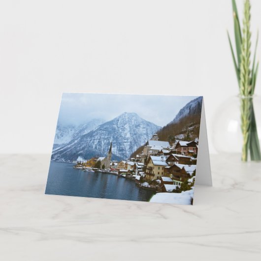 dorpsstaat op het meer van salzburg oostenrijk feestdagen kaart (Voorkant)