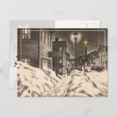 Dorpsstraat op een winternacht met ster briefkaart (Voorkant / Achterkant)