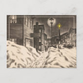 Dorpsstraat op een winternacht met ster briefkaart (Voorkant)