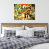 Dorpstraat en trappen Auvers, Figuren Canvas Afdruk (Insitu (Slaapkamer))
