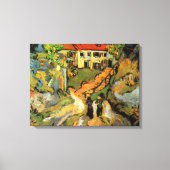 Dorpstraat en trappen Auvers, Figuren Canvas Afdruk (Voorkant)