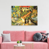 Dorpstraat en trappen Auvers, Figuren Canvas Afdruk (Insitu (Woonkamer))