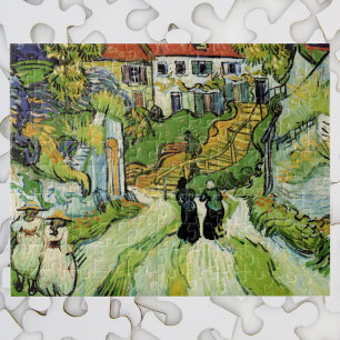 Dorpstraat en trappen Auvers, Figuren Legpuzzel