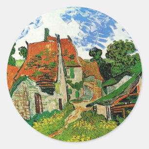 Dorpstraat in Auvers door Vincent Van Gogh Ronde Sticker
