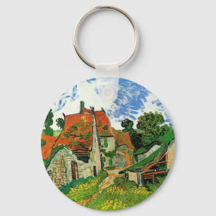 Dorpstraat in Auvers van Vincent Van Gogh Sleutelhanger