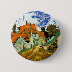 Dorpstraat in Auvers, Vincent van Gogh Ronde Button 5,7 Cm
