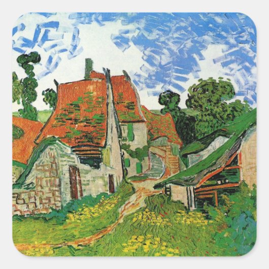Dorpstraat van Vincent van Gogh Vierkante Sticker (Voorkant)