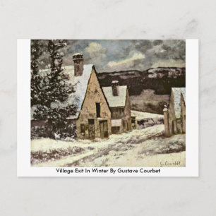 Dorpsuitgang in de winter door Gustave Courbet Briefkaart