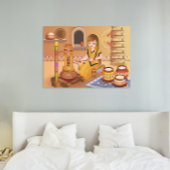 Dorpsvrouw karnen boter met houten madhani perfect poster