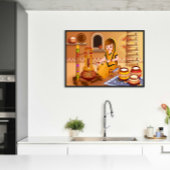 Dorpsvrouw karnen boter met houten madhani perfect poster