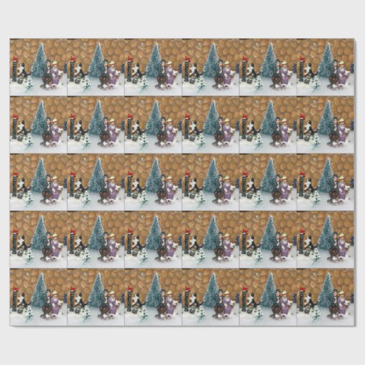 Dorpswinters, kerstpapier cadeaupapier (Vlak)