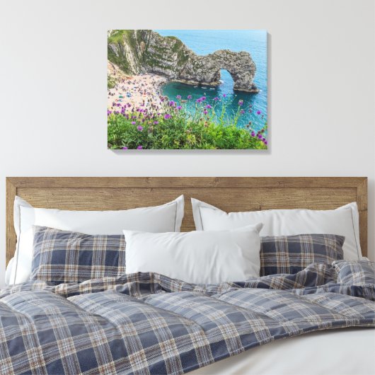 Dorset Durdle Door uitzicht canvas print (Insitu (Slaapkamer))