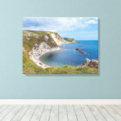 Dorset Man O'War Beach uitzicht canvas print (Insitu (Houten vloer))
