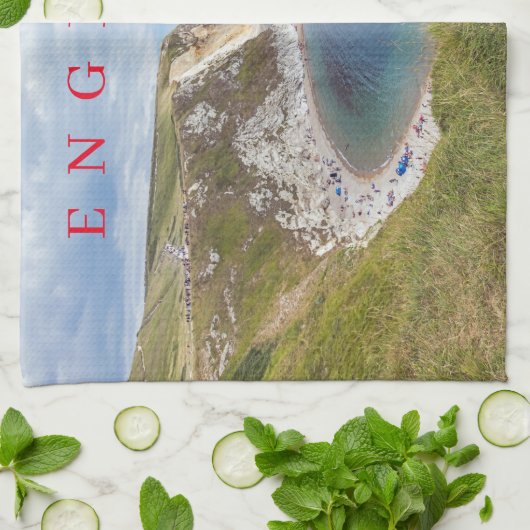 Dorset Man O'War strand uitzicht theedoek (Gevouwen)