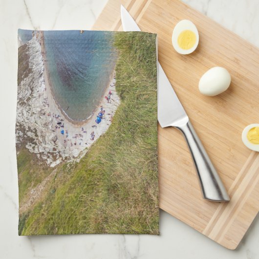 Dorset Man O'War strand uitzicht theedoek (Quarter Fold)