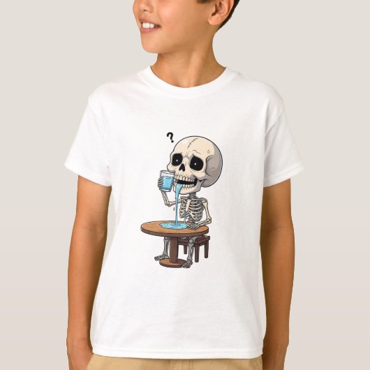 Dorstig Skelet Drinkend Water Kinderen T-shirt (Voorkant)