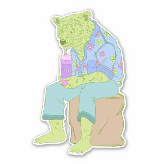 Dorstige Beer Sticker (Voorkant)