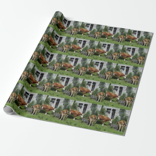 Dorstige Fleckvieh Cadeaupapier (Uitgerold)