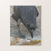 Dorstige kraai die een Drink neemt Legpuzzel (Verticaal)