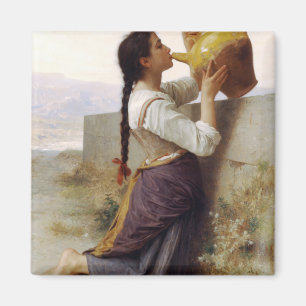 Dorsty Girl Drink van een Jug (landschap) Magneet