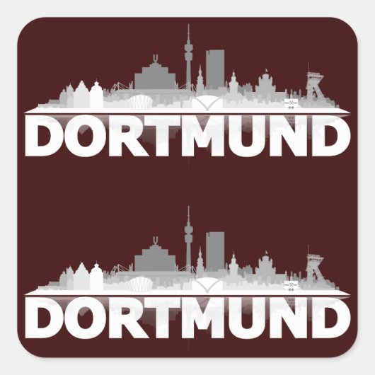 Dortmund City Skyline Vierkante Sticker (Voorkant)
