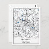 Dortmund Deutschland City Map Eenvoudig reizen Briefkaart (Voorkant / Achterkant)