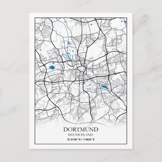 Dortmund Deutschland City Map Eenvoudig reizen Briefkaart (Voorkant)