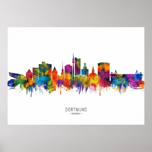 Dortmund Duitsland Skyline Poster (Voorkant)