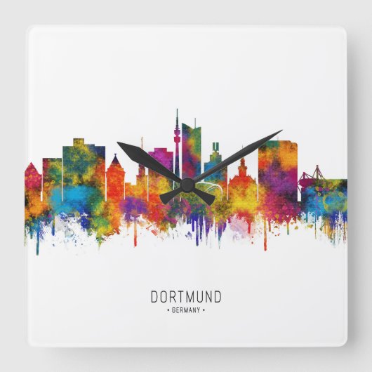 Dortmund Duitsland Skyline Vierkante Klok (Voorkant)