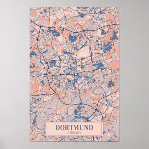 Dortmund Duitsland Winderige Stad Kaart Reizen Poster