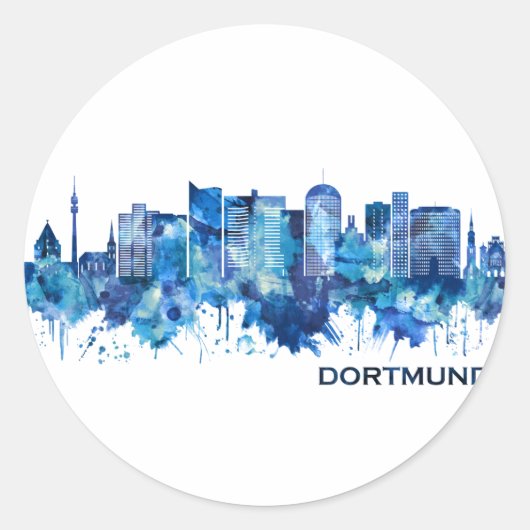 Dortmund Germany Skyline Blue Ronde Sticker (Voorkant)
