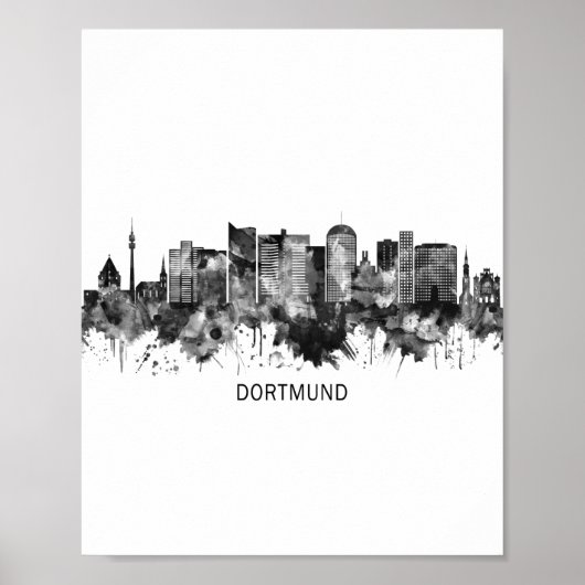 Dortmund Germany Skyline BW Poster (Voorkant)